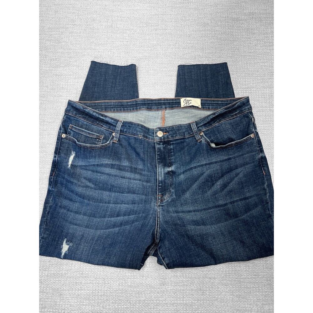 Cosmic Blue Love Jeans Cut Raw Hem Blue Denim Stretch Stitch-Fix Skinny Plus 22W